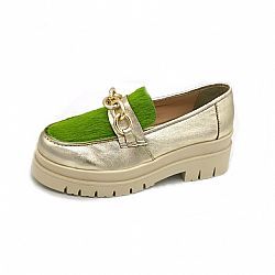 LUXURY LOAFERS GOLD/GREEN PONY